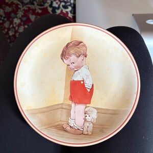 Decorative Plate with Boy and Puppy